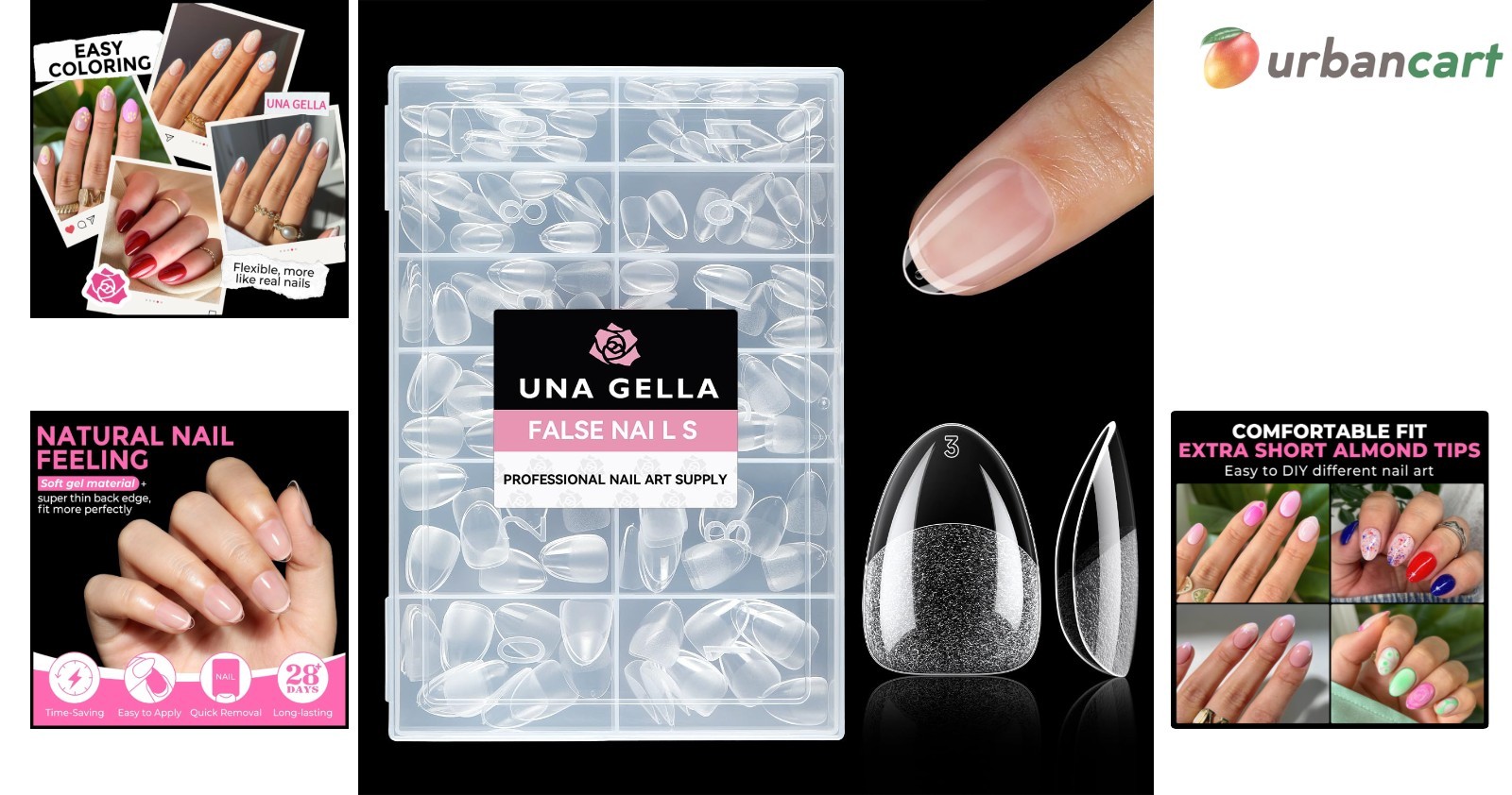 216PCS Short Almond Gel Nail Tips for DIY & Salon