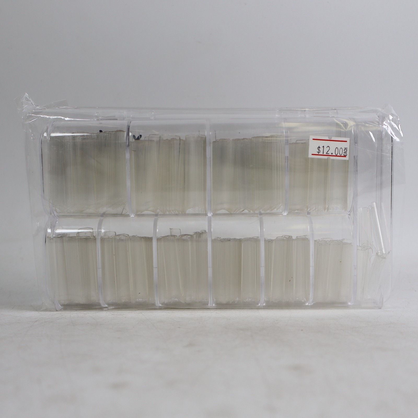 504-Piece Set of XXL Clear Square Nail Tips for Acrylic Nails 10 Sizes