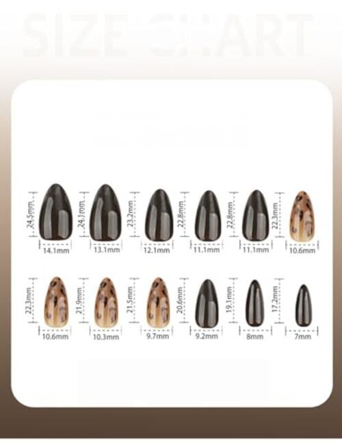 Medium Almond Press on Nails Brown Cat Eye Fake Nails with Full Cover Style-42