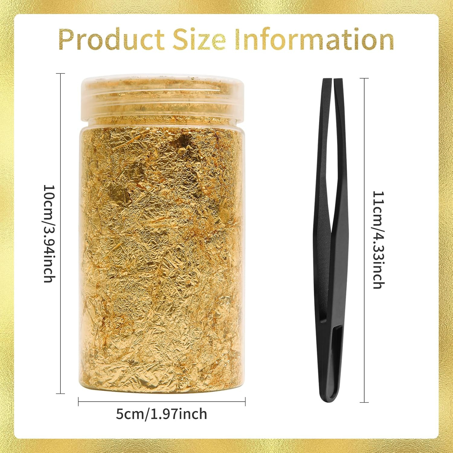 10G Gold Leaf Flakes with Tweezers, Metallic Gold Foil Flakes for Resin, Imitati