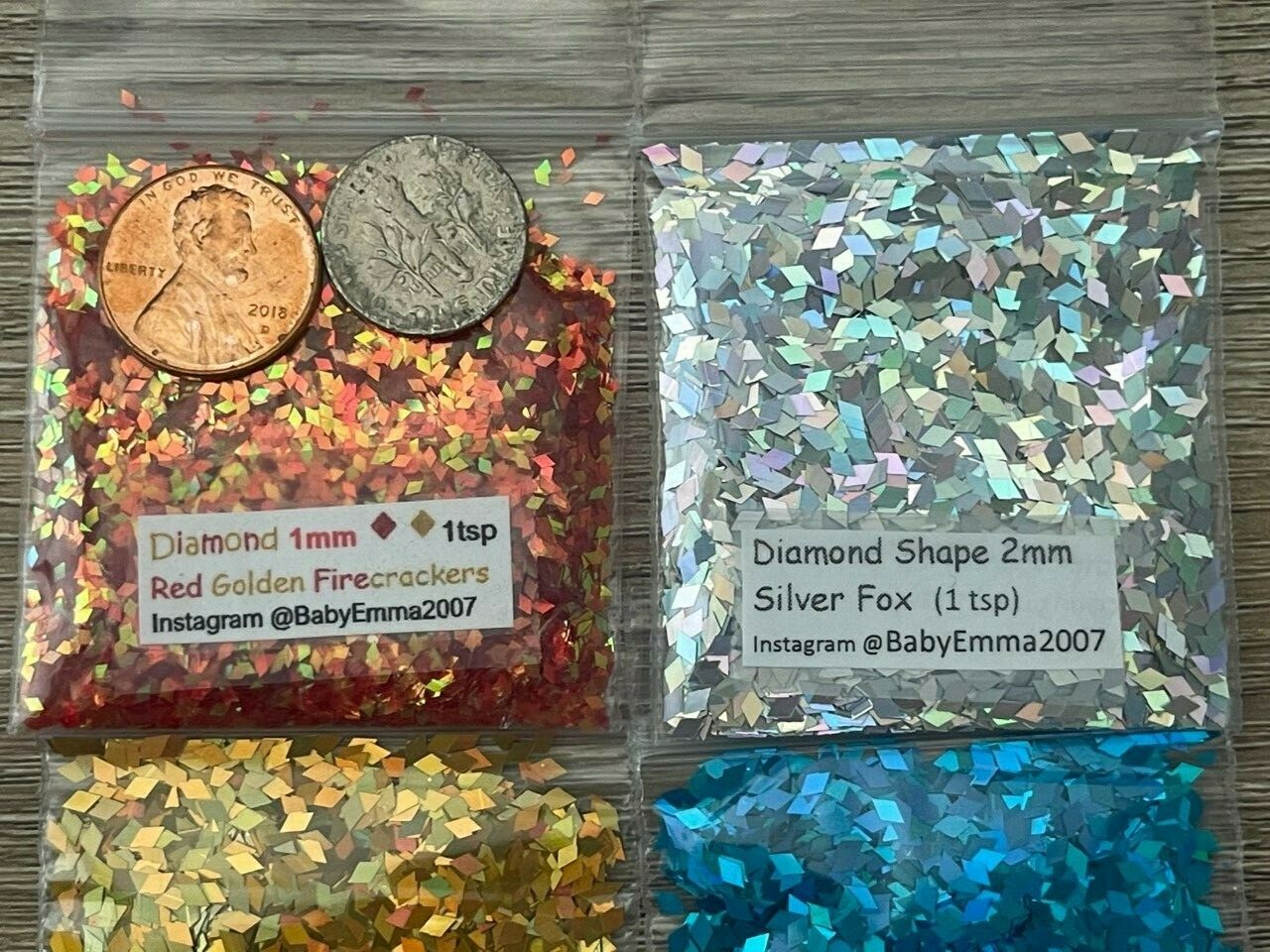 Holographic Diamond Shape 1mm/2mm-U Pick Color-Glitter Nail Crafts DIY-US-1tsp