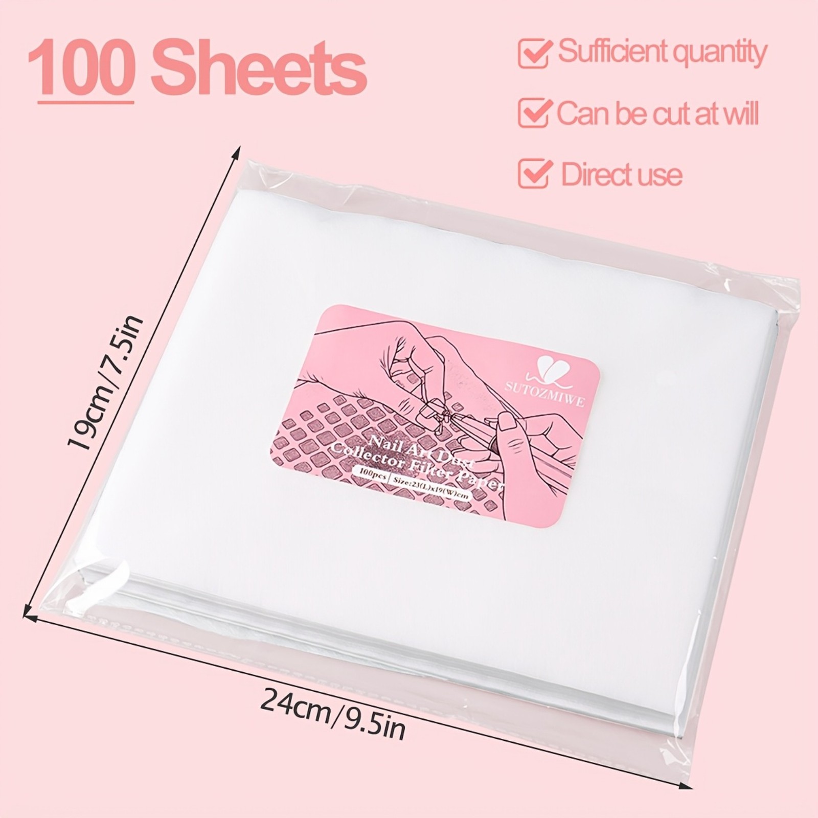 100pcs Pack Disposable PP Nail Dust Collector Filter Paper for Home Salon Nail