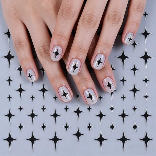 11 Sheets Star Nail Stickers Set, Include 5D Embossed Gold Star Nails Style-4