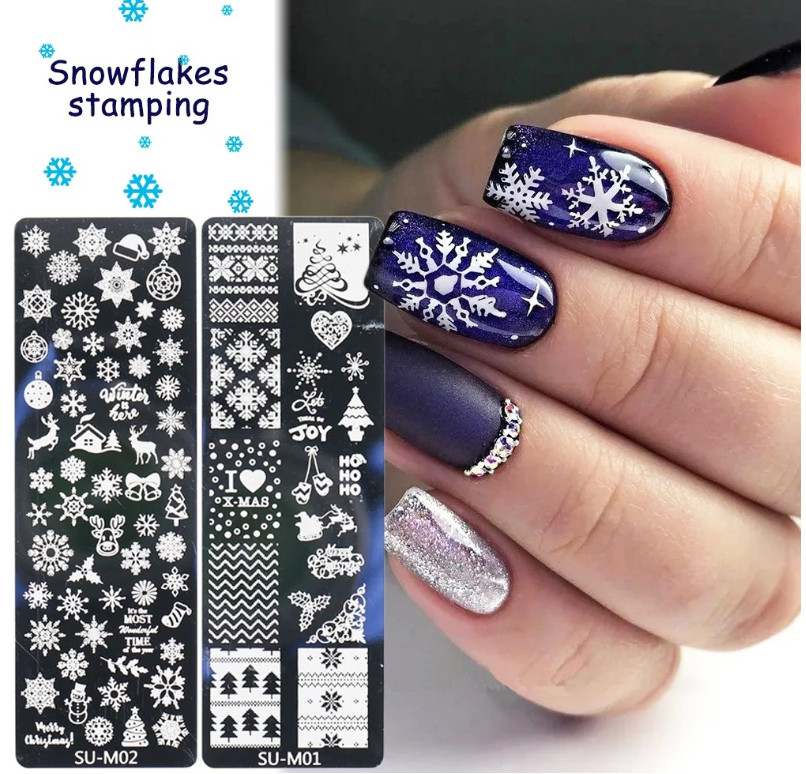 Christmas Snowflake Joy Stamping Plates Nail Art Stamp Templates Stainless Steel