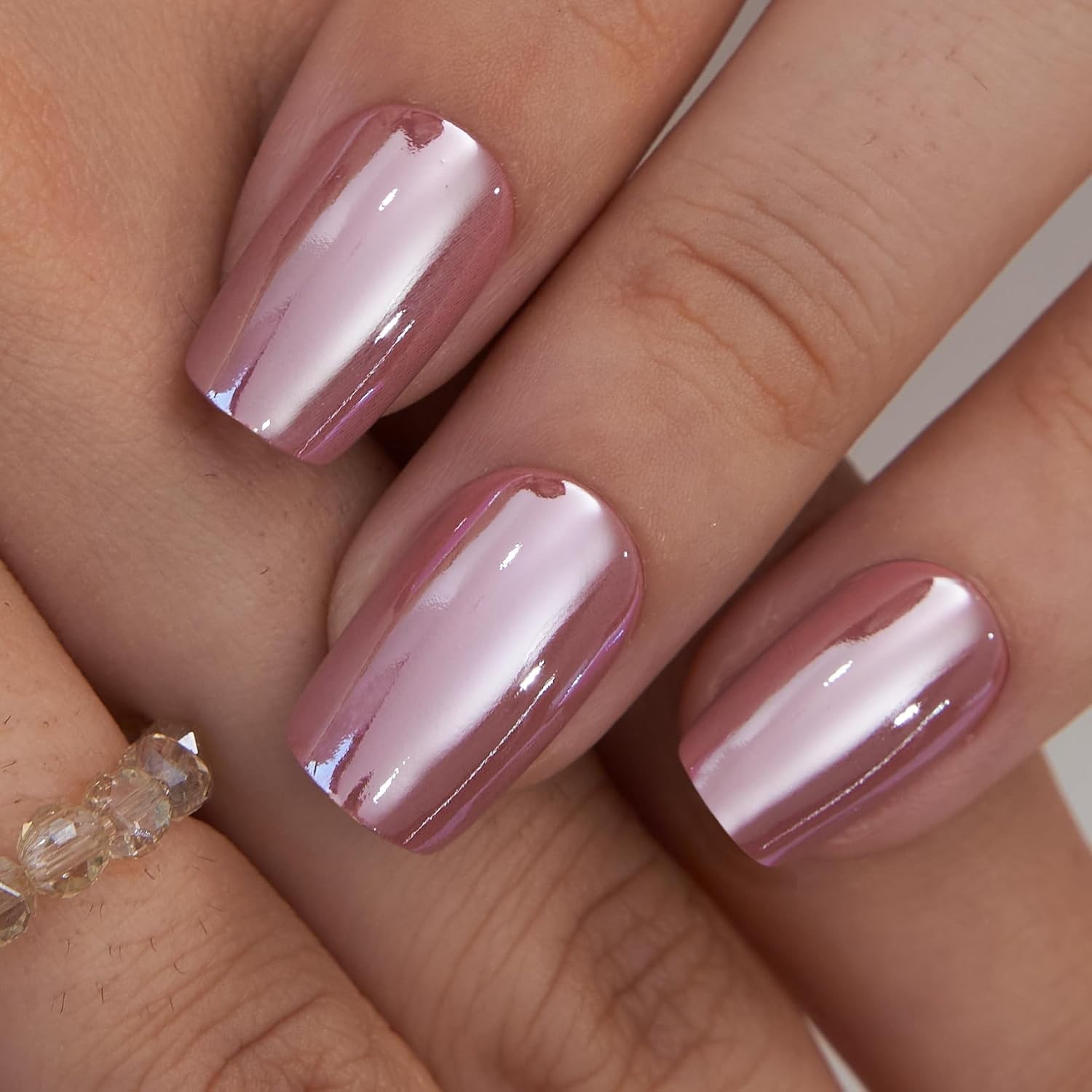 Pink Glitter French Tip Press-On Nails