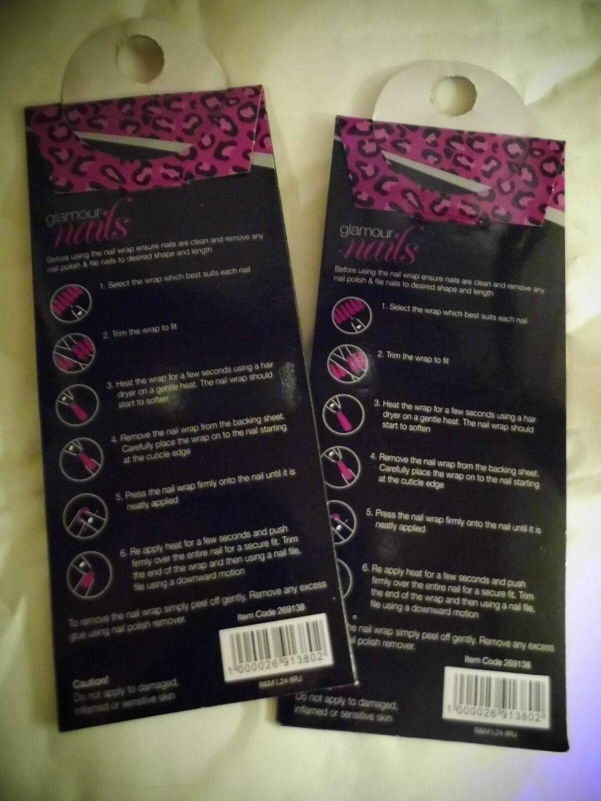 4 Packs Glamour Nail Wraps 32 x Red Animal Print & 32 x Tiny Silver Sparkly Dots