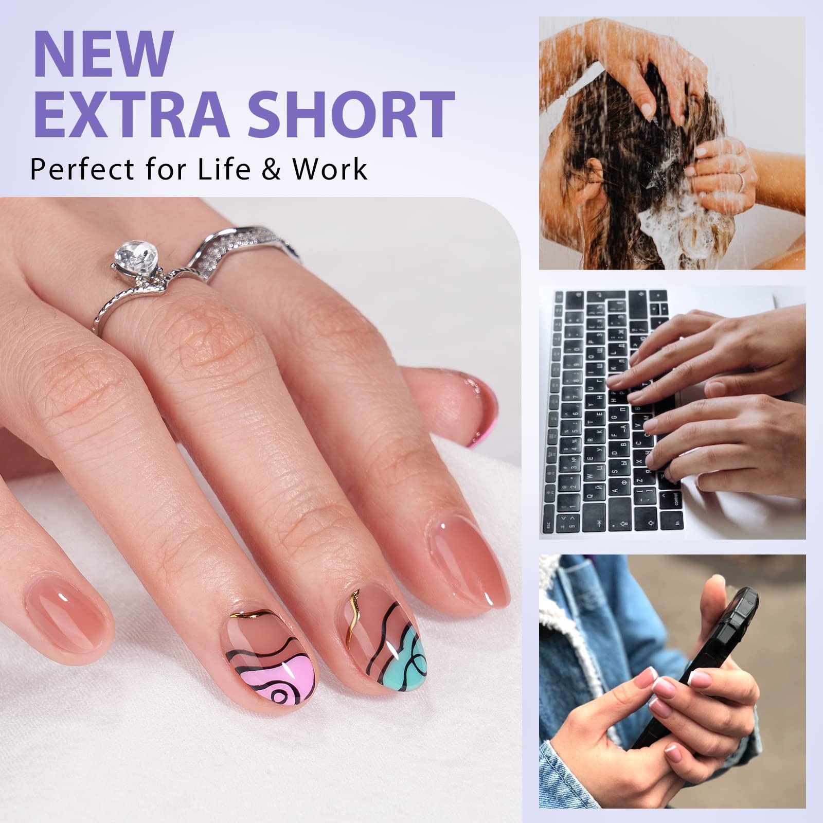 Extra Short Almond Nail Tips – BTArtbox Clear Gel Short,