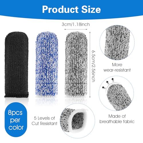 24 Pcs Cut Resistant Finger Cots Protectors Thumb Protectors for Garden Kitchen