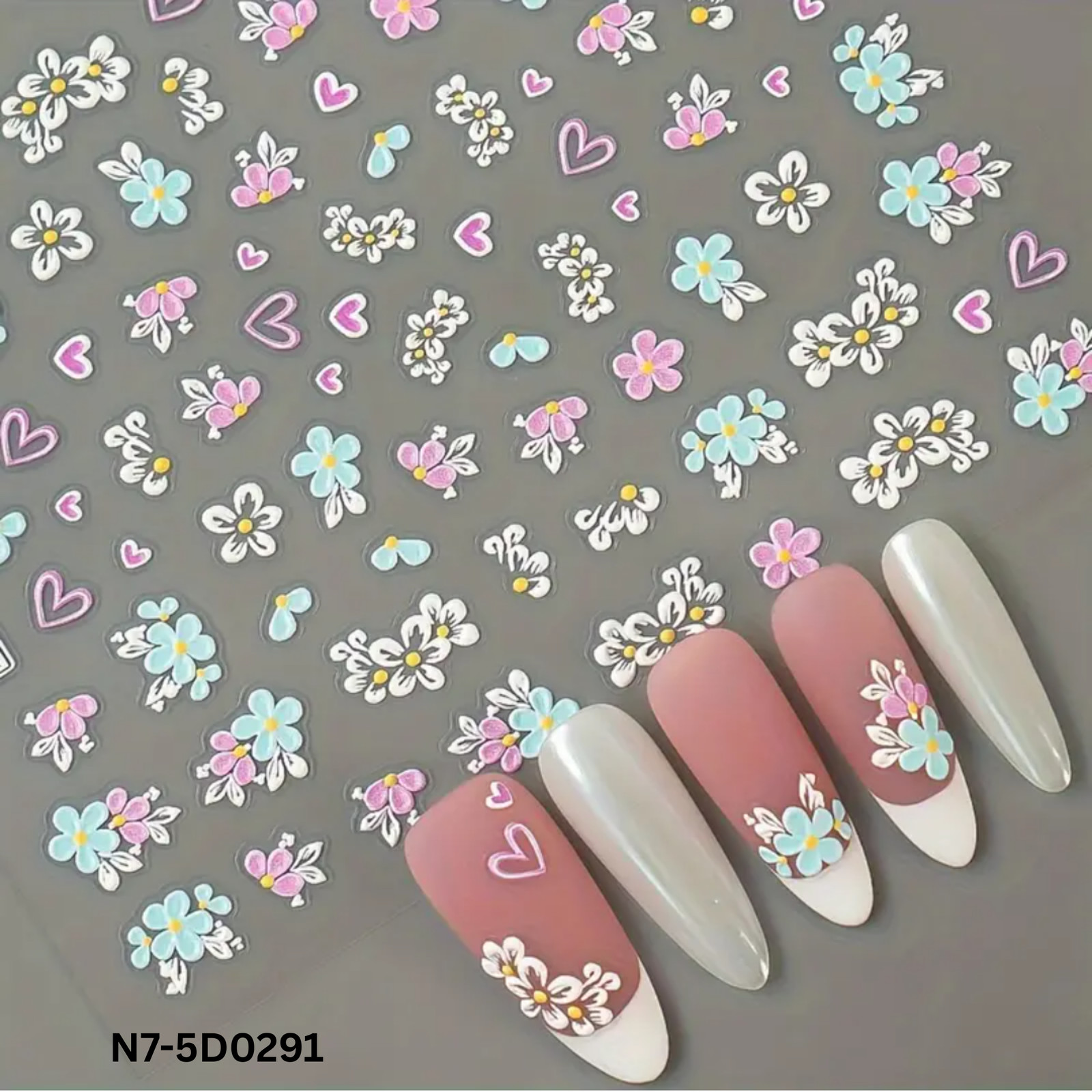 5D Embossed Floral Nail Art Stickers,Spring & Summer Fantasy Manicure Decoration