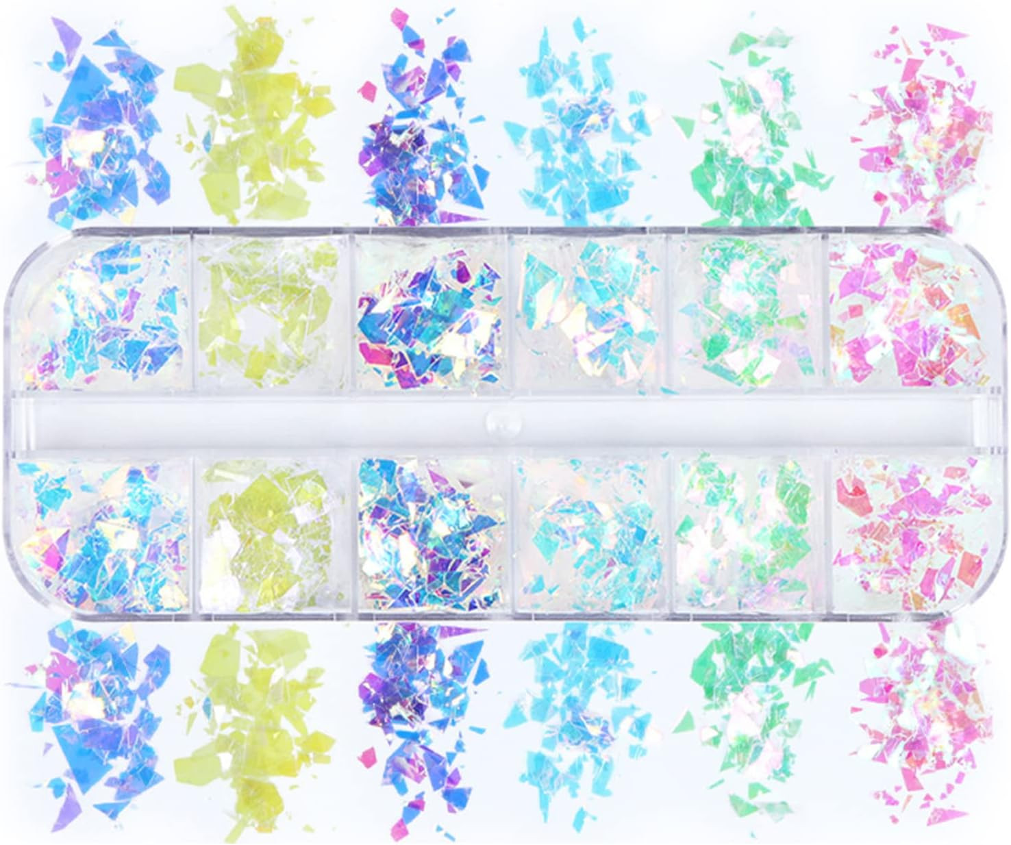 Iridescent Glitter Nail Art Sequins, Holographic 3D Irregular Ultra Thin Nail Ar