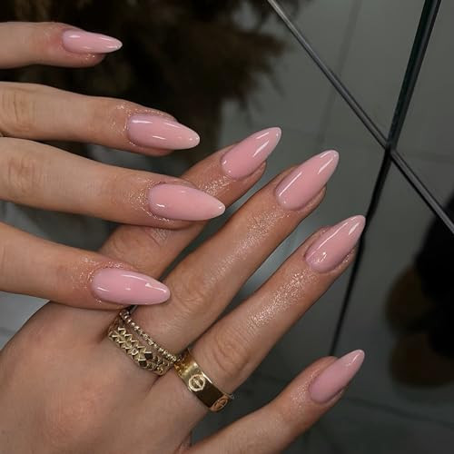Dusty Pink Press on Nails Almond Shaped Nails Press ons, glossy dusty pink