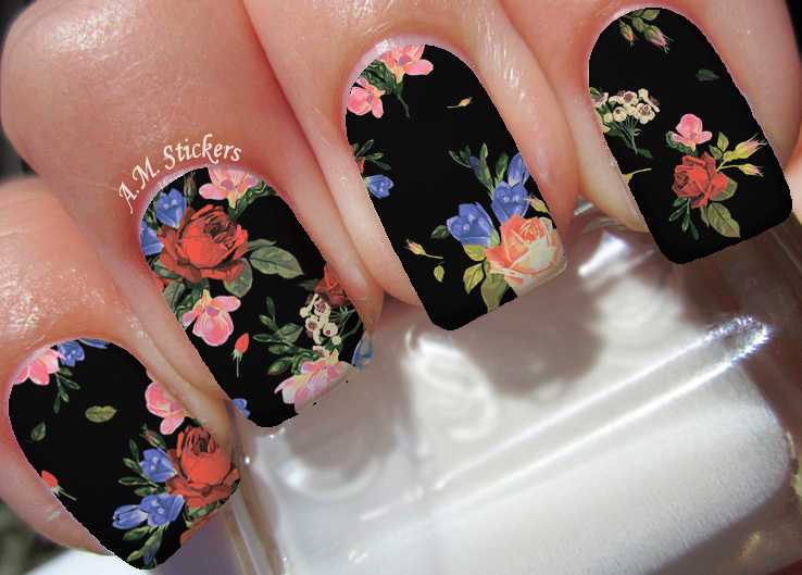 Roses Nail Art Stickers Transfers Decals Set of 22 – A1012