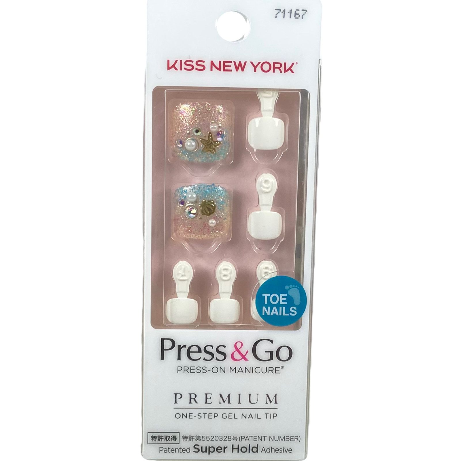 NEW Kiss Nails Impress Press Pedicure Short Gel White Beach Shell Starfish Toe