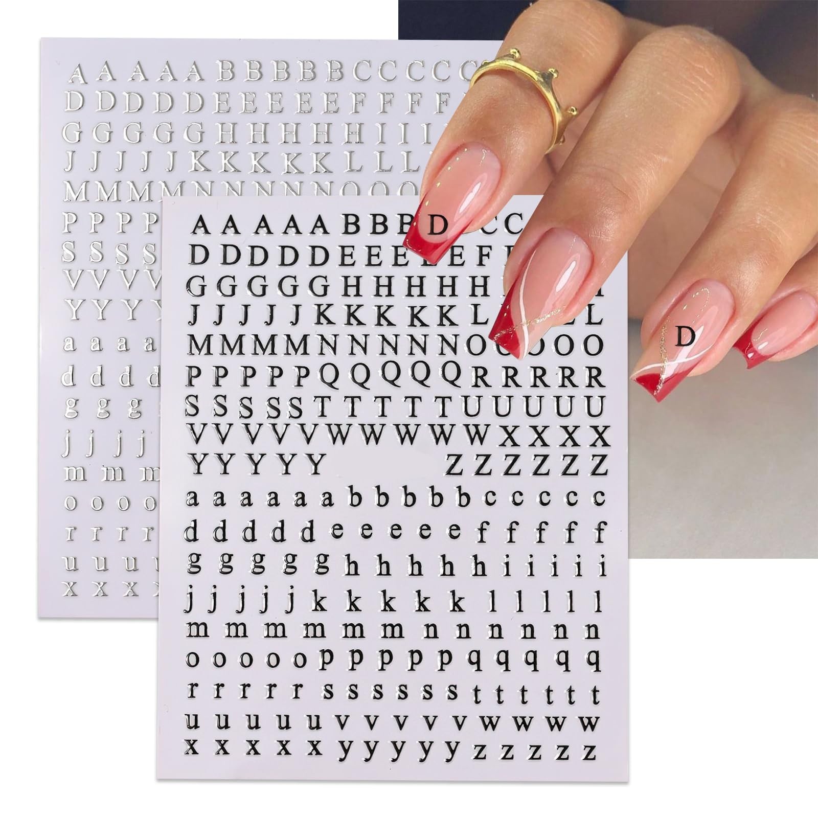 Letters Nail Art Stickers English Alphabet Nail Decals Self-Adhesive Decoration