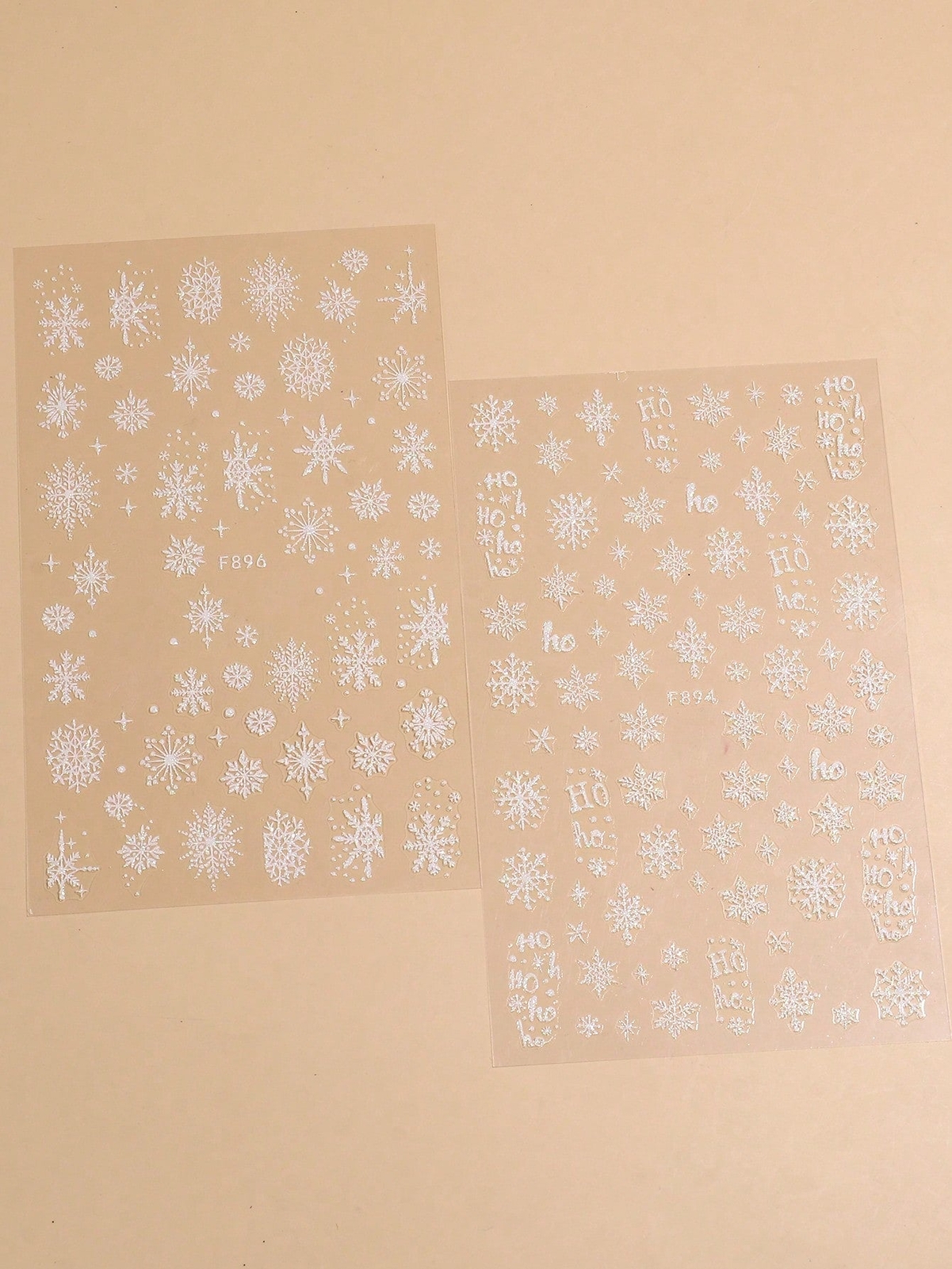 Glitter White Snowflake Nail Art Stickers Self Adhesive Slider Decals Christmas