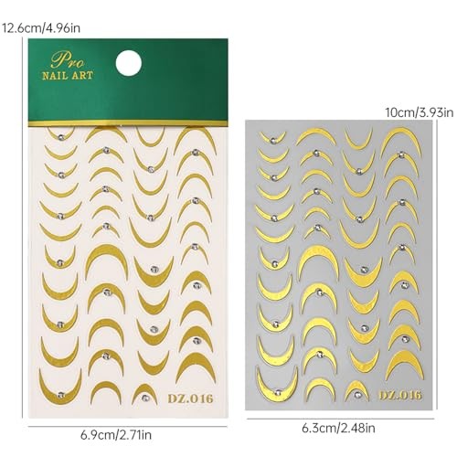 French Golden Line Nail Art Stickers – 4PCS Bronzing Mirror Gold Line Style9