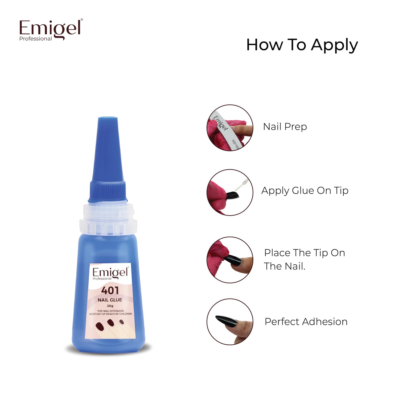 Emigel Professional Nail Glue 20g – Rapid Fix for Artificial Nails
