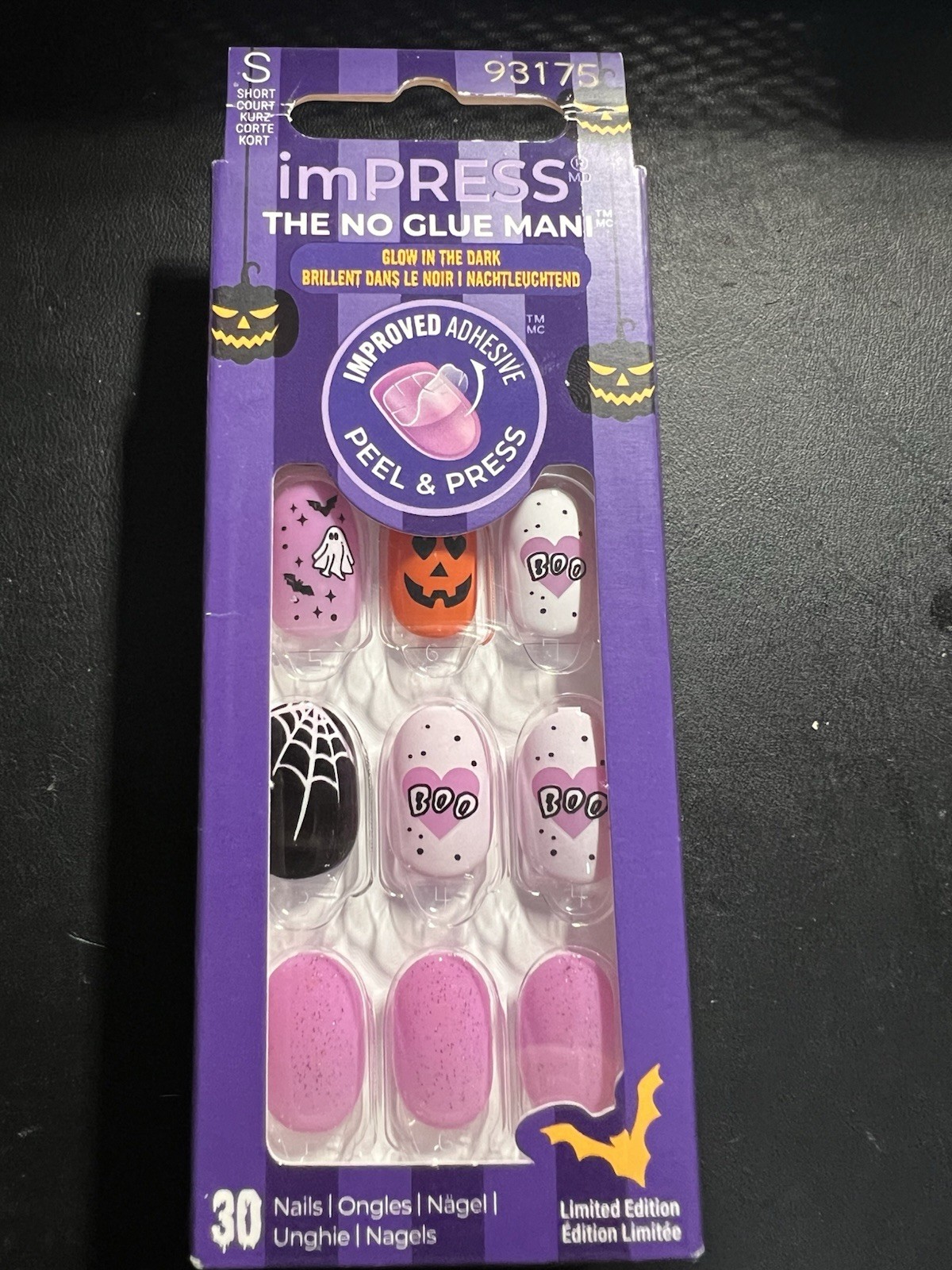 Kiss Impress BOO Pink Short Squoval Glow in the Dark Press on Nails 30 ct