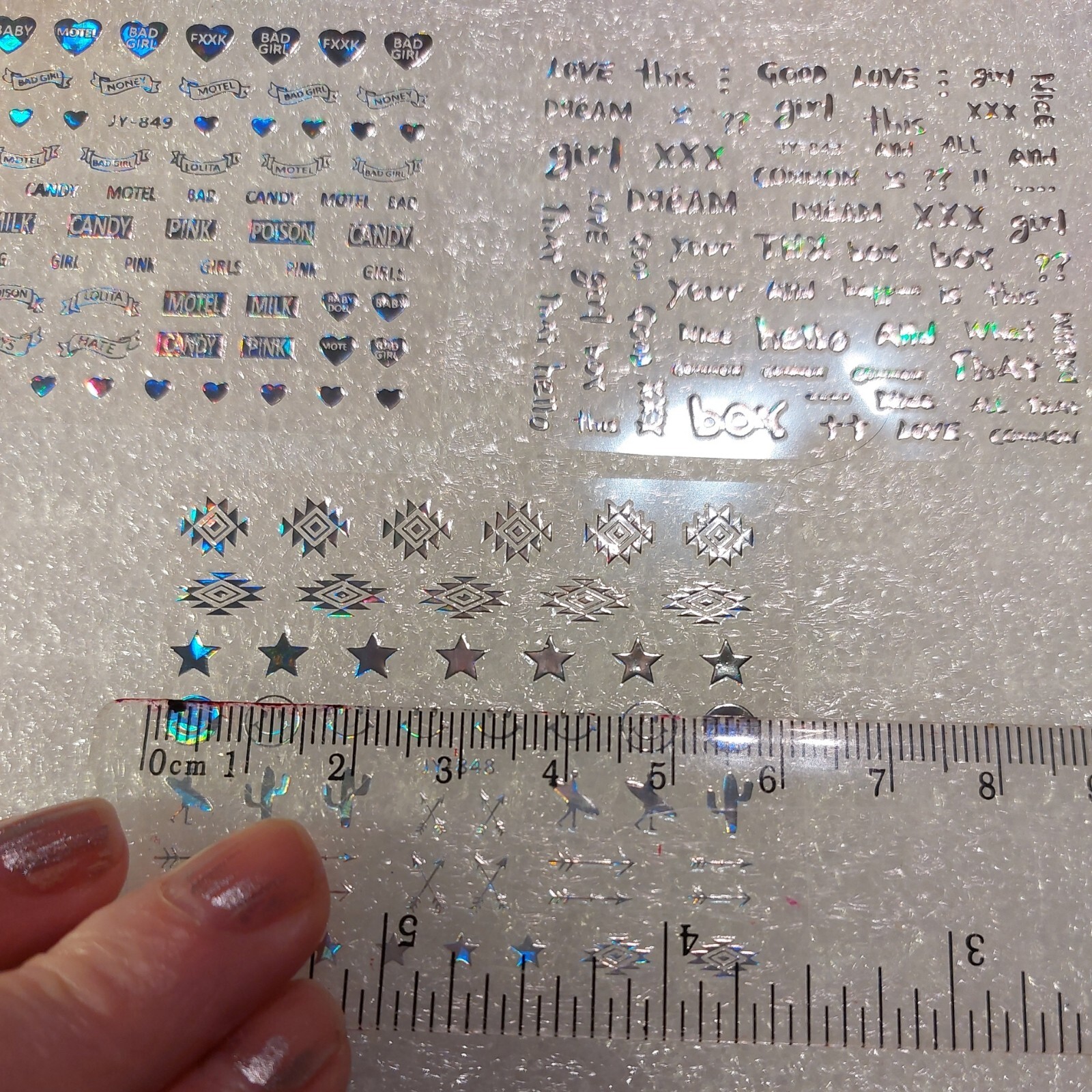 3 X Small Sheets Of Silver Nail Art Stickers (Dn426) New