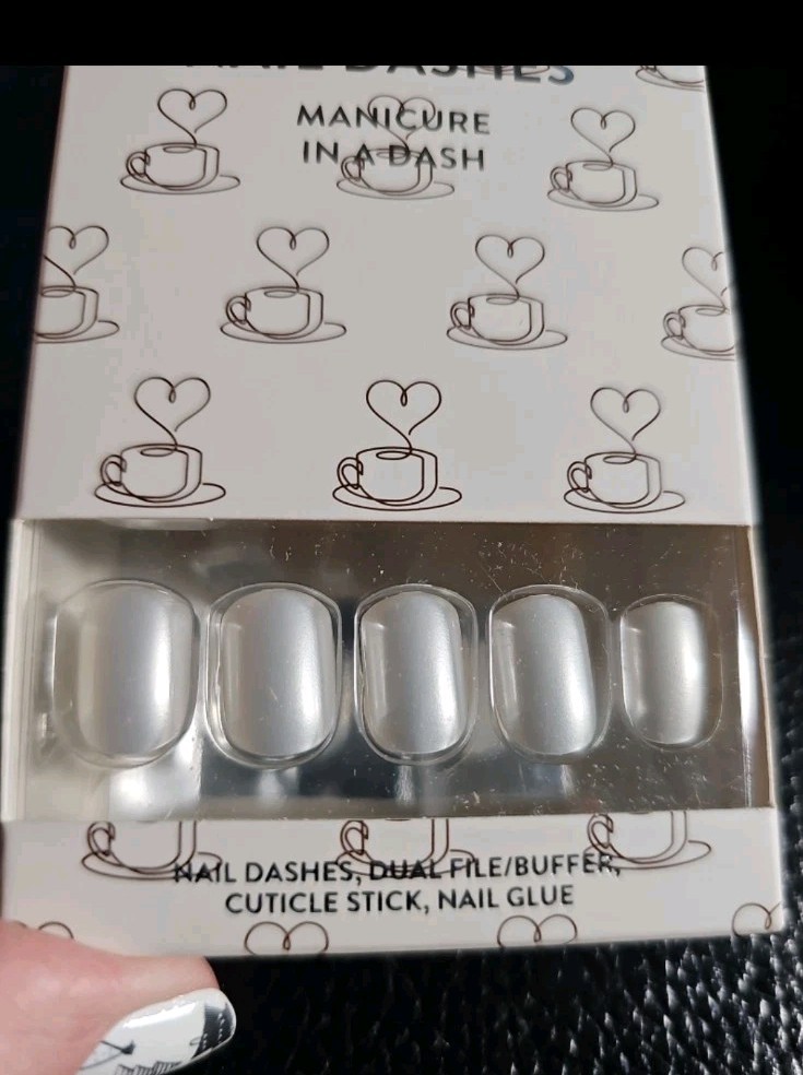 Red Aspen nail dashes short square Berkley’s Breve glaze