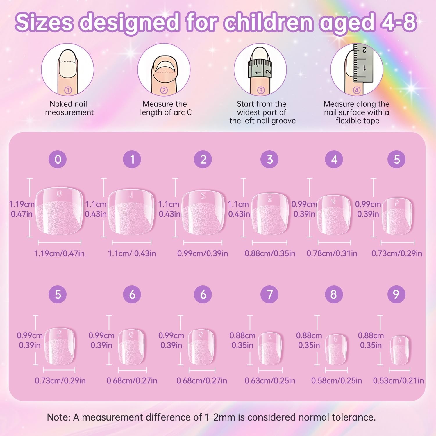 Kids Fake Nails – 240PCS 10 Sizes Squared Oval Half Matte Full Cover Acrylic …