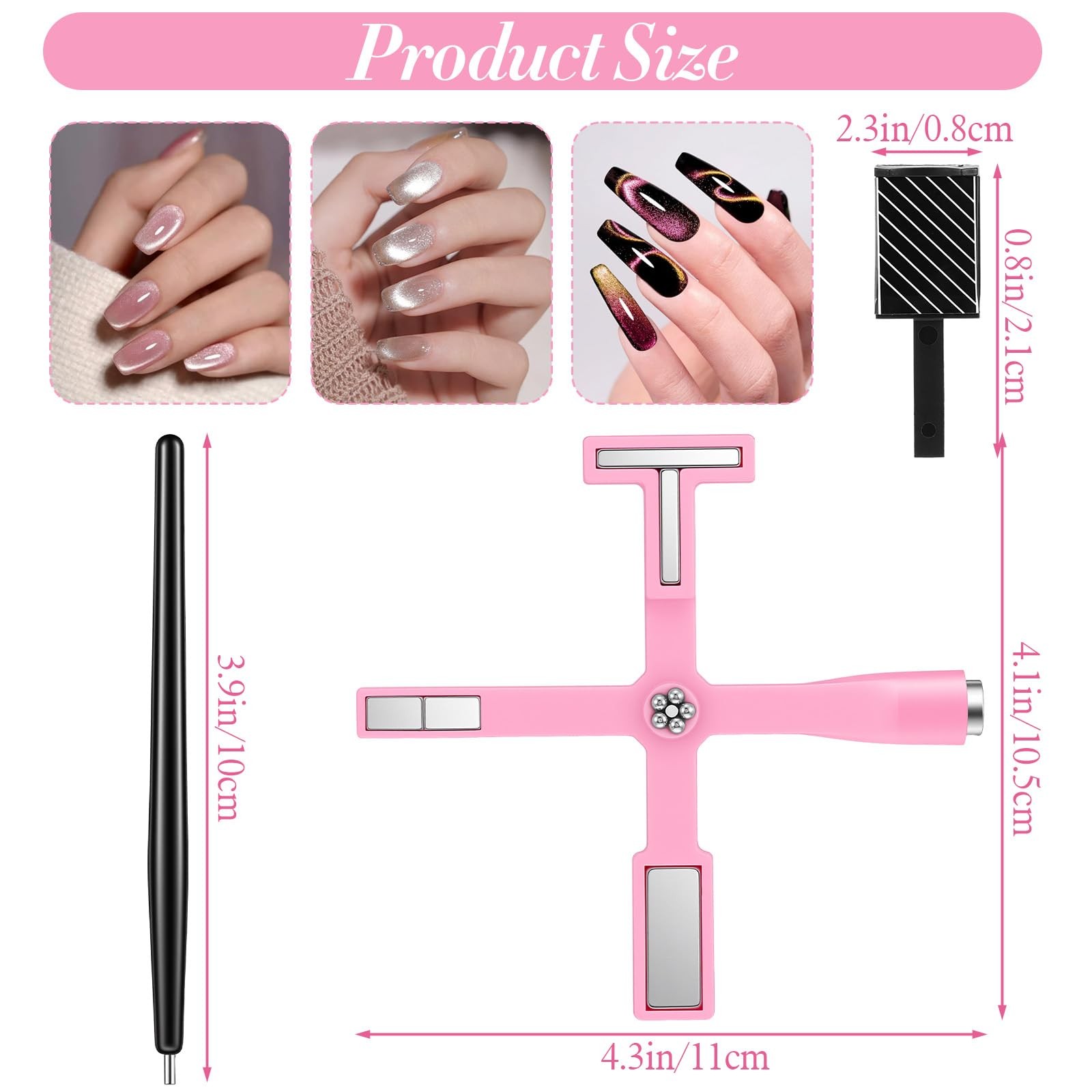 11 Pcs 5 in 1 Cat Eye Magnet Tools Nail Polish Magnet Sticks & Pens Multifunc…