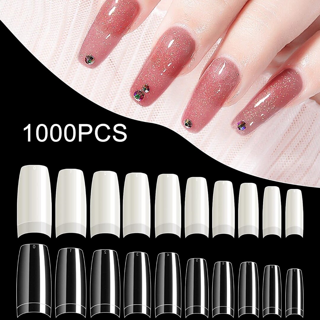 Kit De Uñas Acrilicas 1000 Pcs, 10 Tamaños Para Arte de uñasSalones Y Hogar DIY