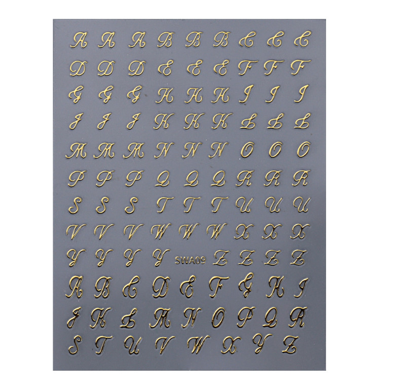 Nail Art 3D Decal Stickers Latin Roman English Alphabet Letters Uppercase NH23