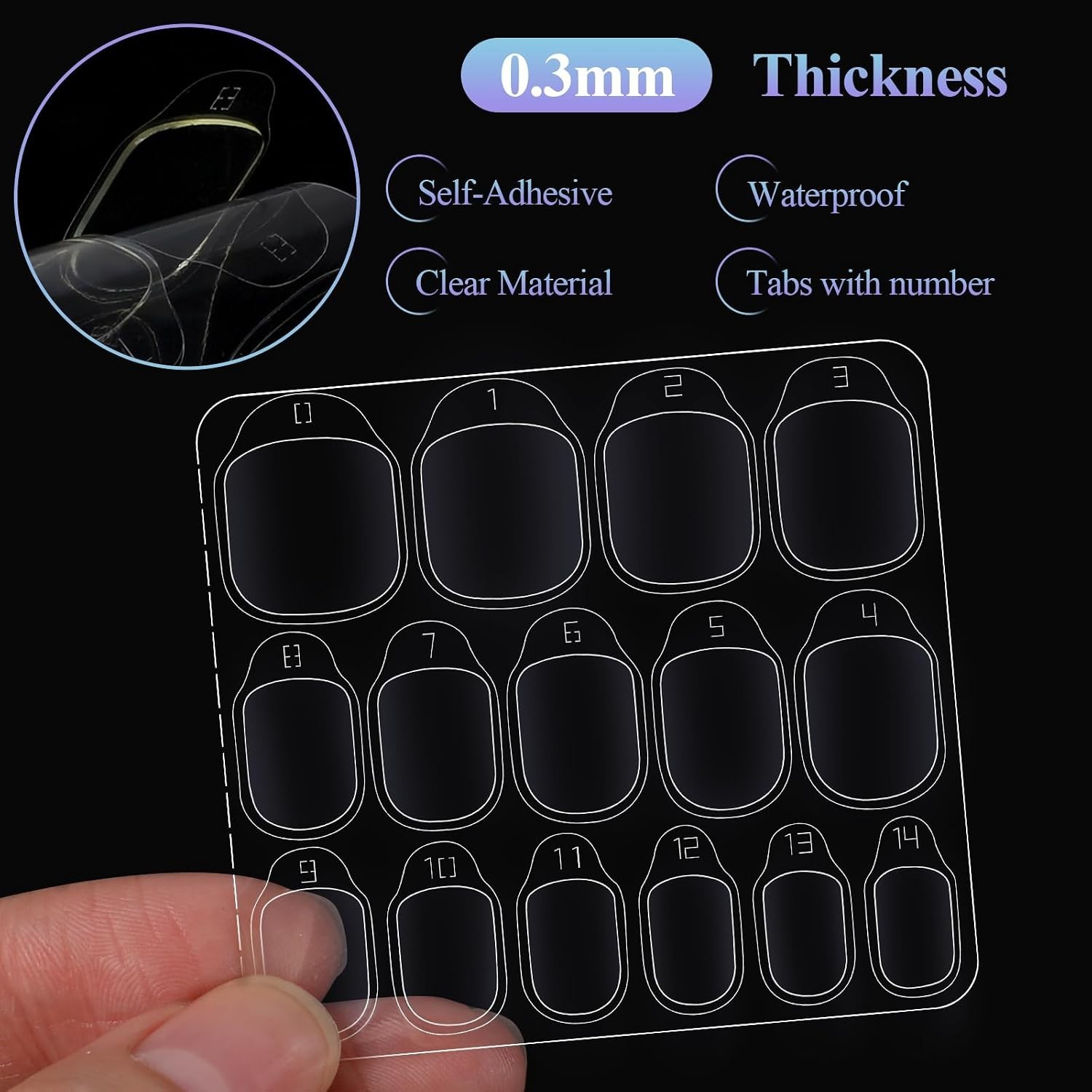 Nail Adhesive Tabs 900P, 15 Sizes of Nail Sticky Tabs, Double Side Sticky Tab…