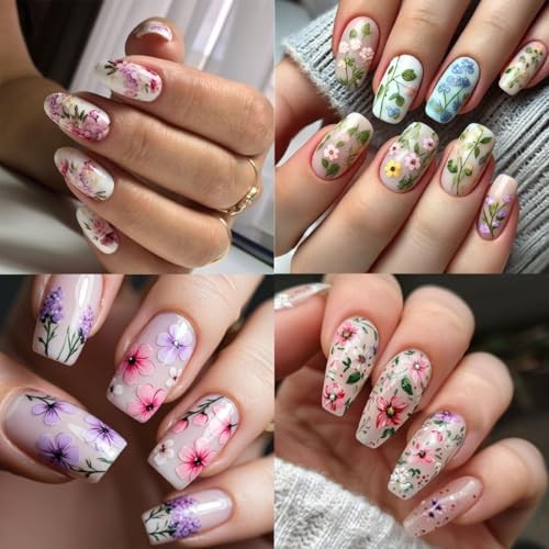 10 Rolls Flower Nail Foil for Nail Art Colorful Spring flower nail stickers-2