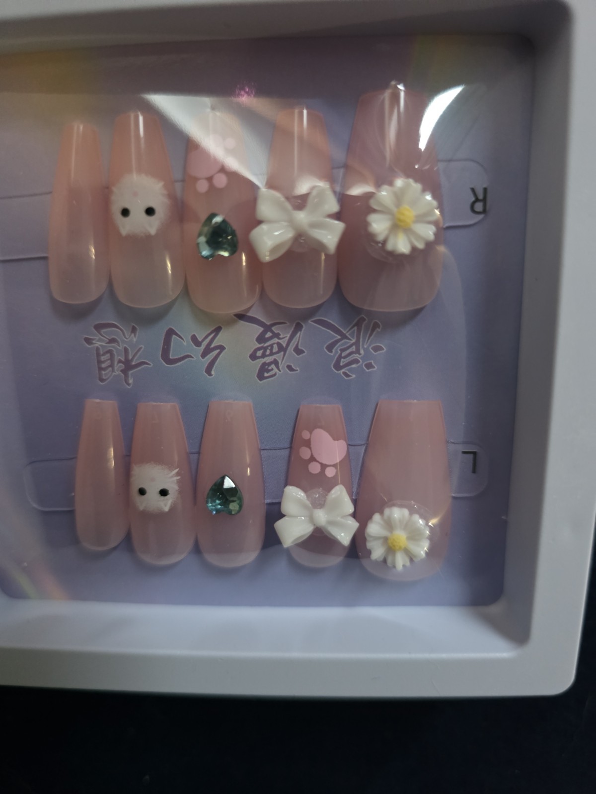 Romantic Fantasy Press On Nails Lot 6 Luxury 3D Bow Flower Pearl Nail Kit Set 2