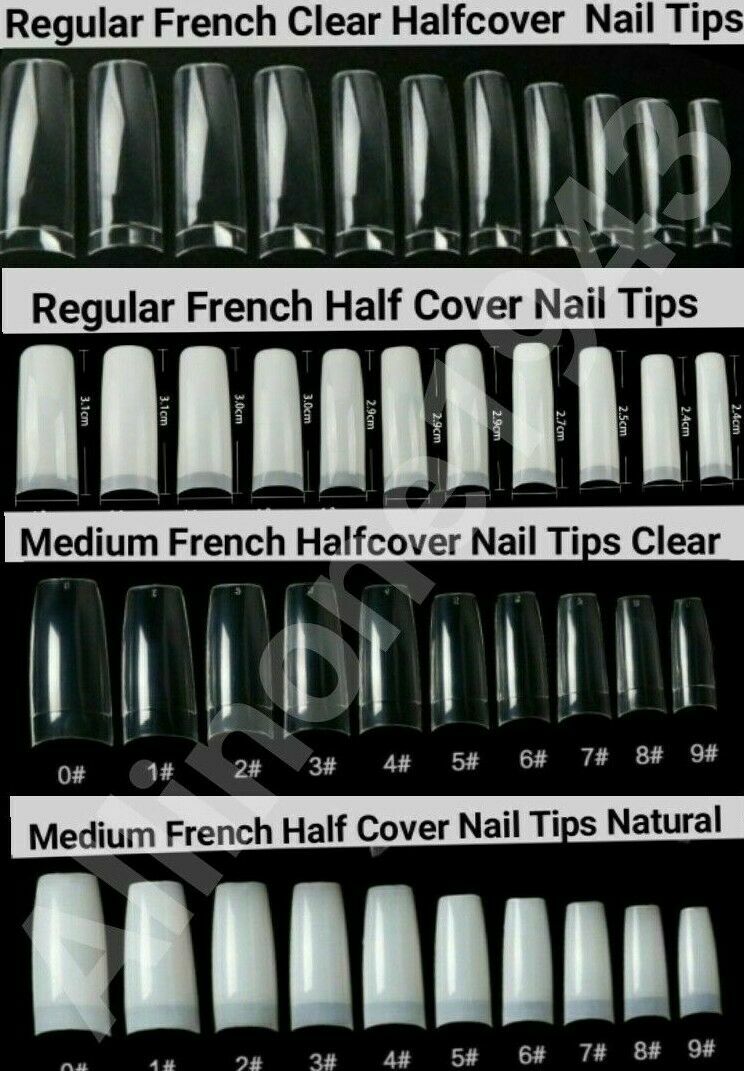 100/500/600Pcs Long Ballerina Coffin/Flat French/Stiletto/Almond False Nail/Tips