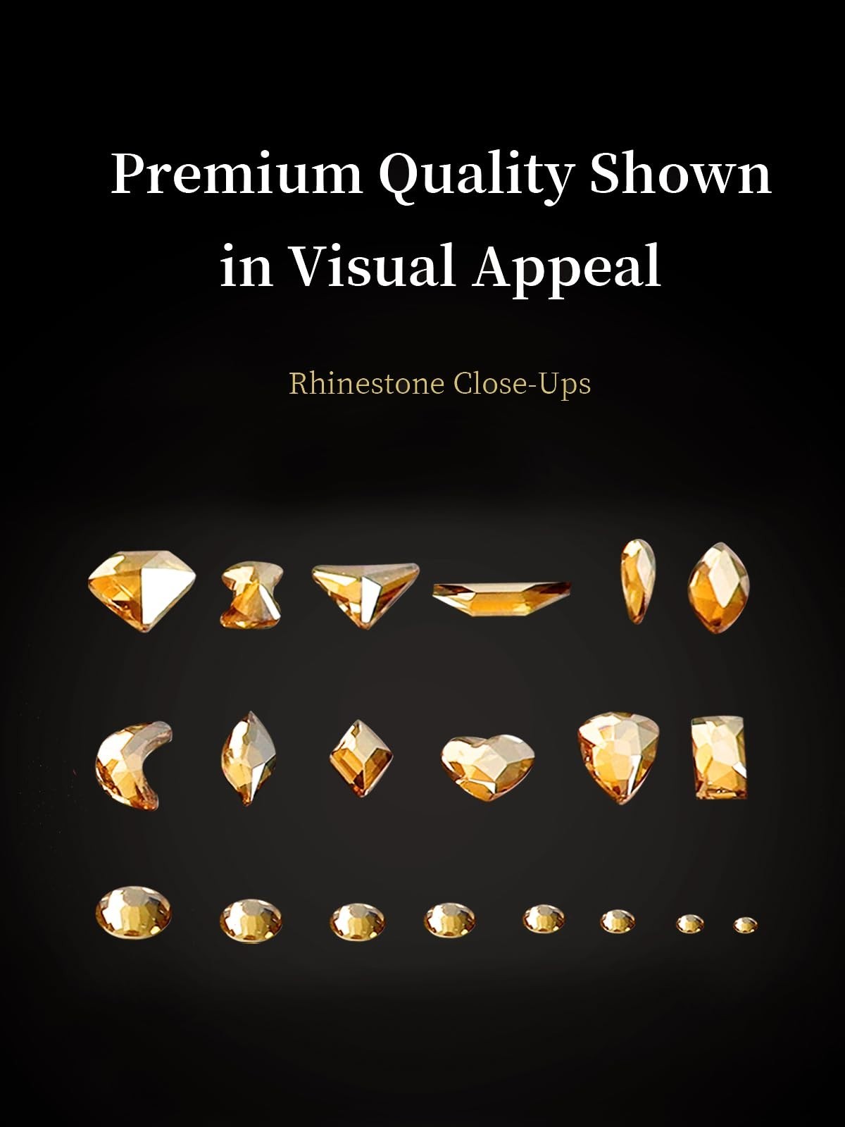 Gold Nail Art Rhinestones Kit – 6080 Pcs 3D Flatback Crystals & Gems, Mixed Size