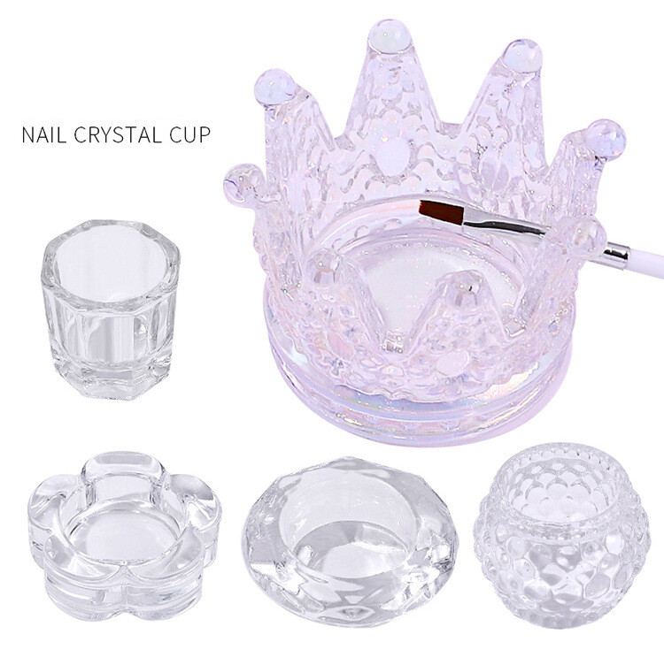 9 Style Glass Crystal Dappen Dish Cup Nail Art Acrylic for Liquid Powder Tools