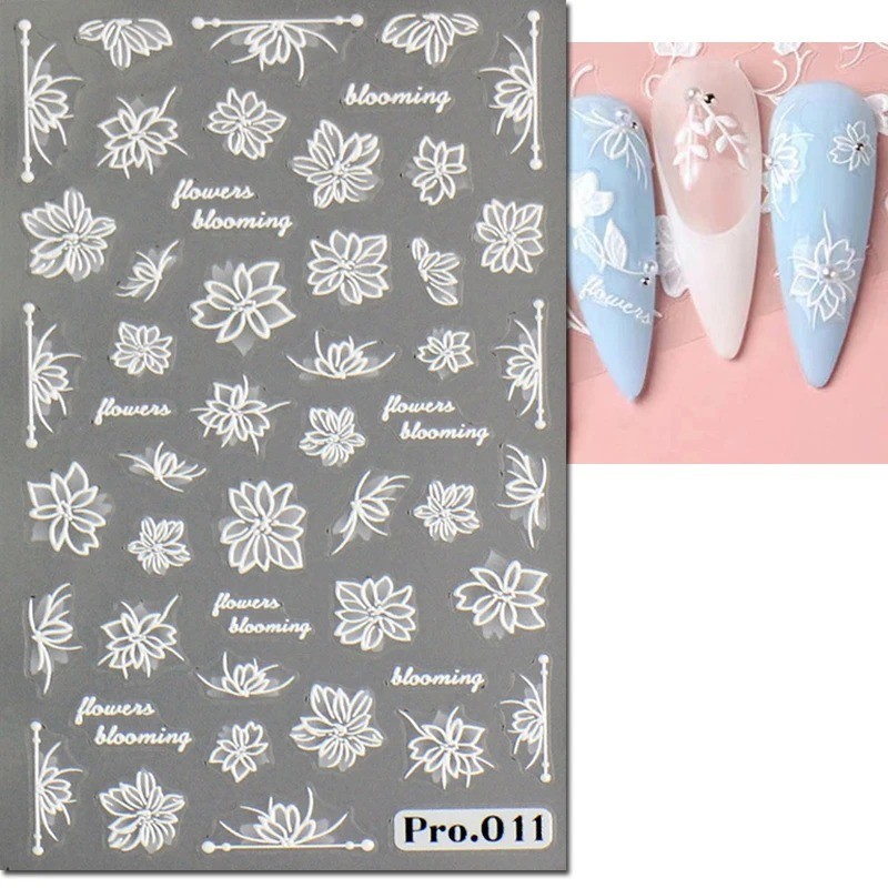 5D Embossed Floral Nail Art Stickers — Decals for Manicure Decoration