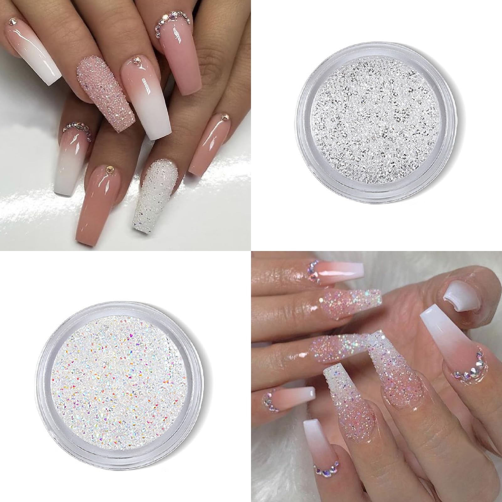 4 Boxes Nail Art Rhinestones Flatback Rhinestones Pearls Nail Charms for Acry…