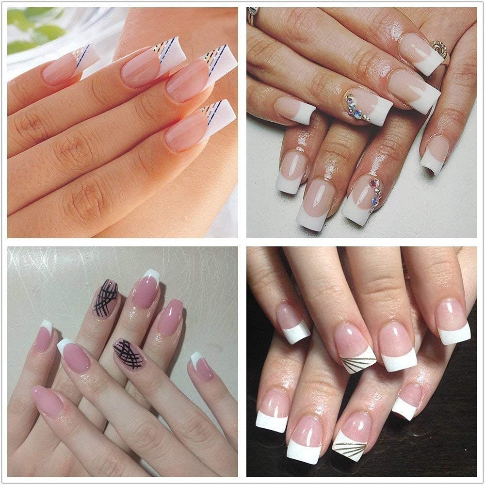 1000pcs Acrylic Nail Tips Set, Clear & Natural Half Cover French Nail Tips
