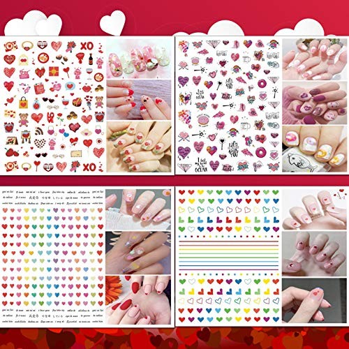 12 Sheets Valentine’s Day Nail Decals Stickers, Self Valentines, 12 Sheets