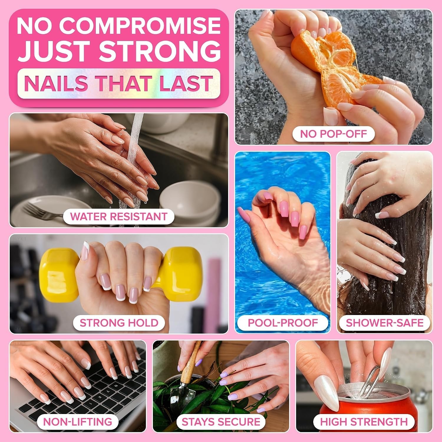 Super Strong Nail Glue 8ml | Fast Drying Brush On for Press On & Acrylic Nails