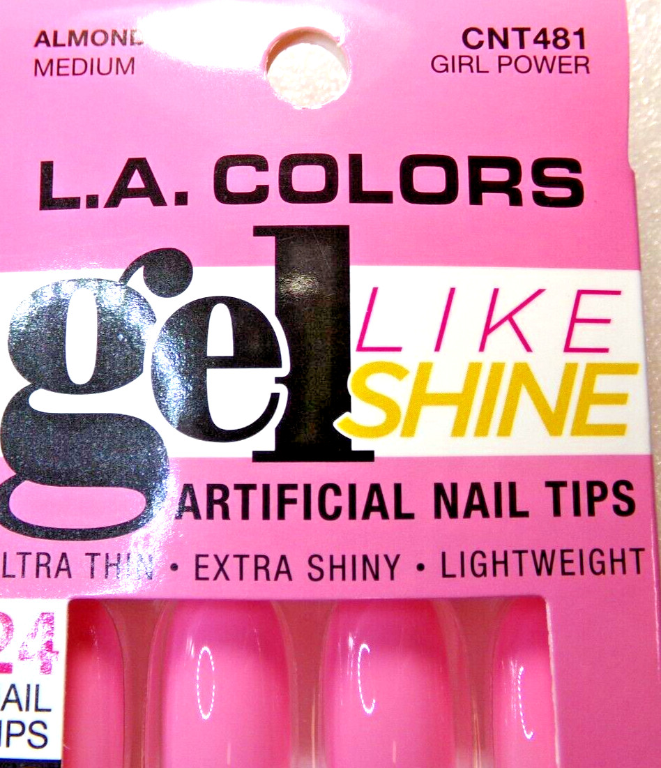 LA Colors Nails On! Shiny Light Pink GLUE-On Medium Length Almond