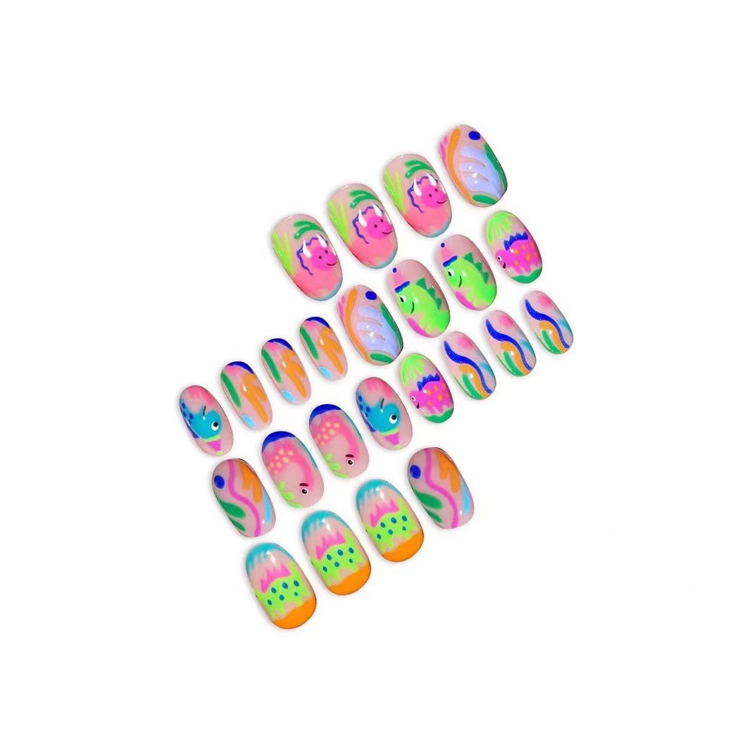 Summer Fish Plant Nail Art Stickers Vibrant Manicure Decals