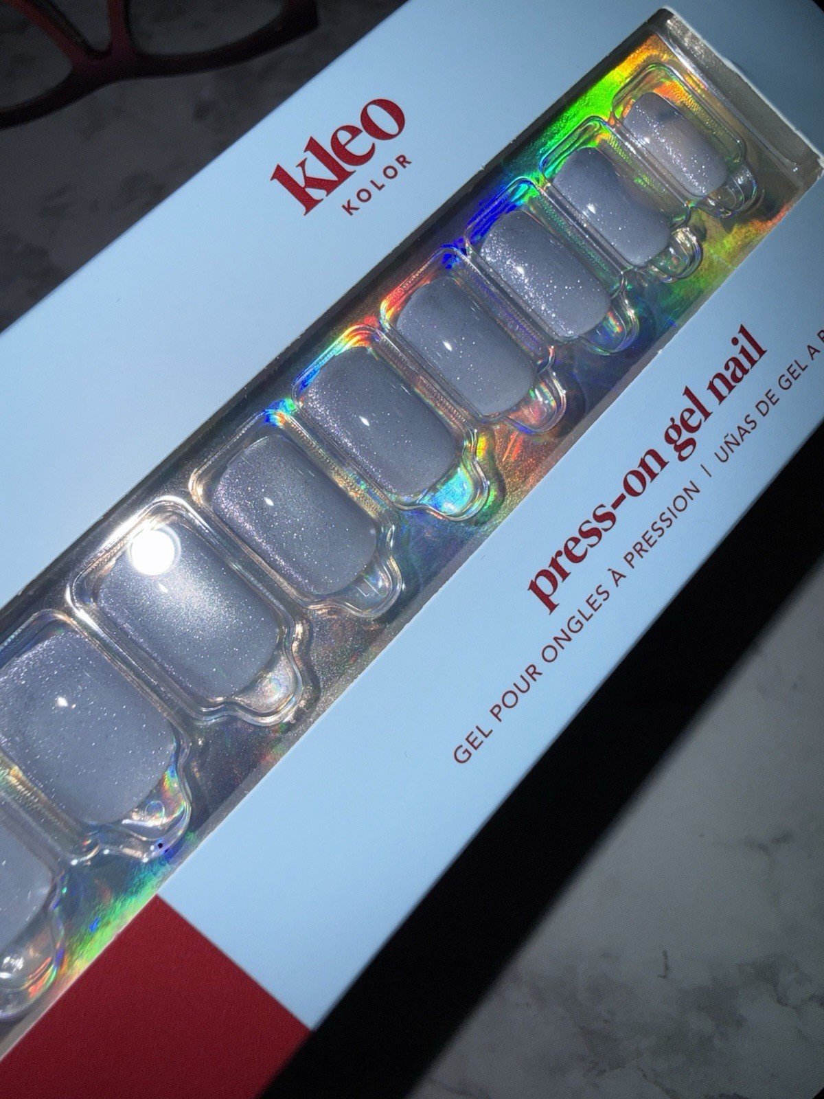 New Kleo Kolor Press-On Gel Nails – Ice Quartz – Long Square