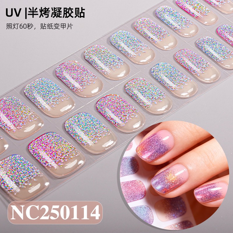Summer Ocean UV Gel Nail Stickers Blue Teal Mermaid Scale Gradient Nail Wraps