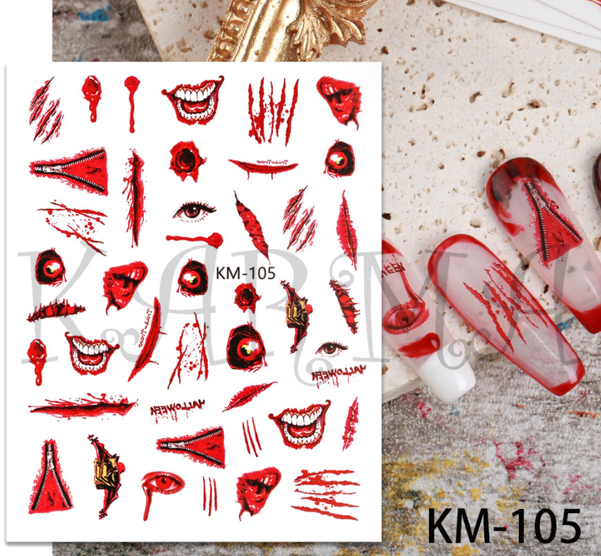 Halloween Nail Art Stickers Skull Bone Skeleton Pumpkin Horror Ghost Slider NH22