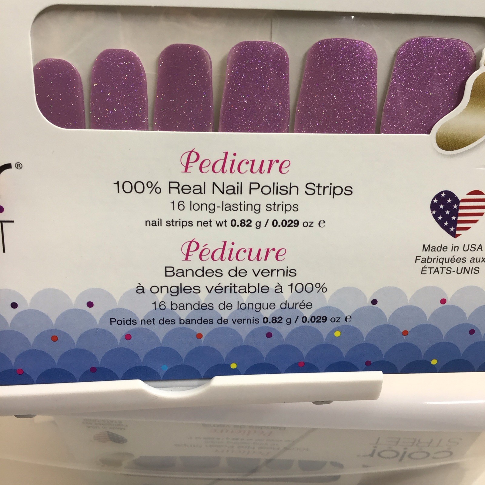 Color Street Pedicure Nail Polish Strips See It To Belize It (Electric Purple)