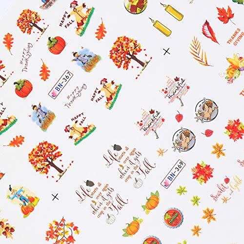 Fall Nail Stickersutumn Maple Leaf Nailrt Decals Thanksgiving Day Water Decal A