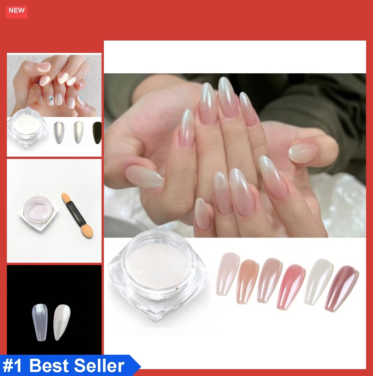 Pearl White Chrome Nail Powder Mirror Effect Shiny Glitter Manicure Decoration