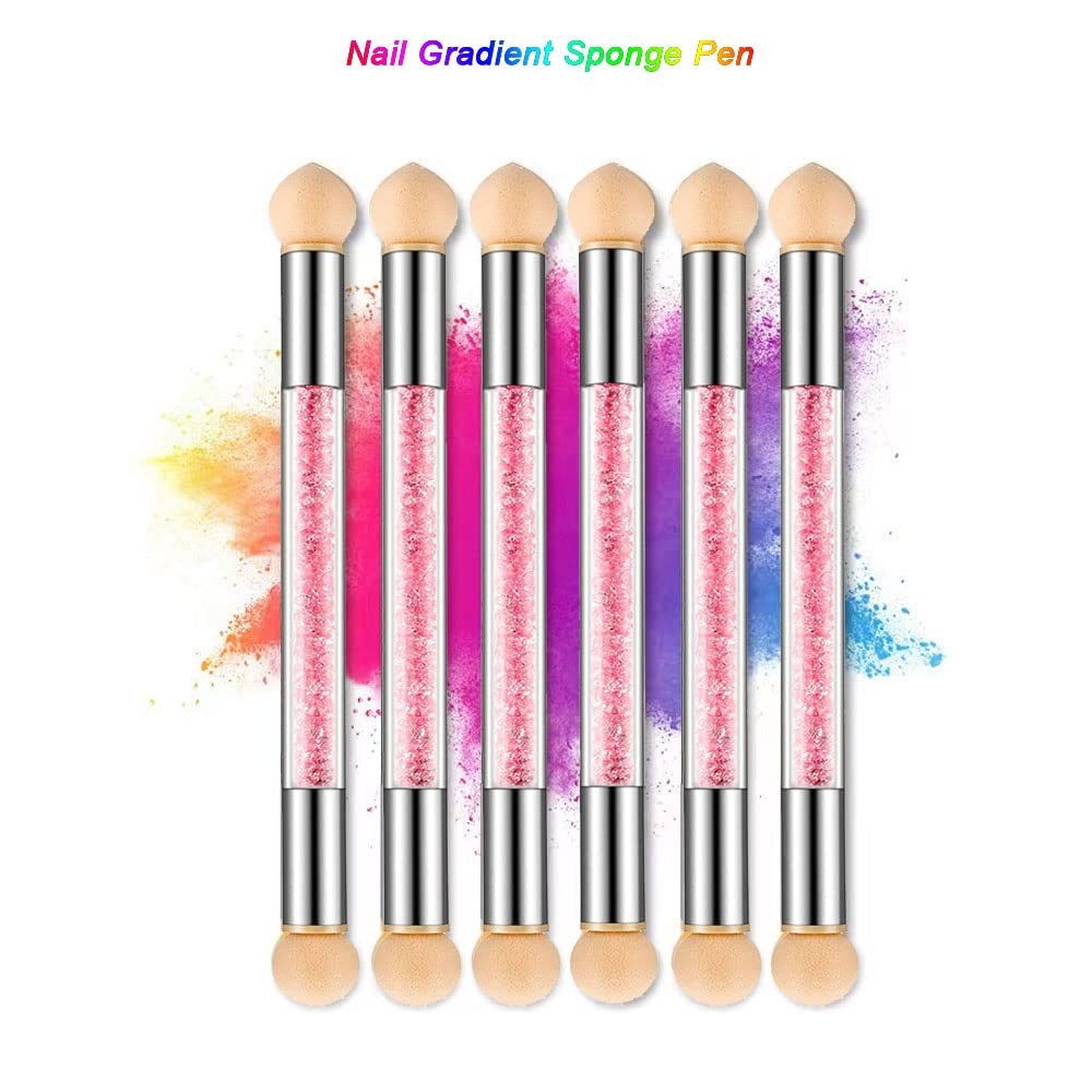 Nail Gradient Sponge Pen, Double Head Nail Painting Brush with 20 Pieces Head…