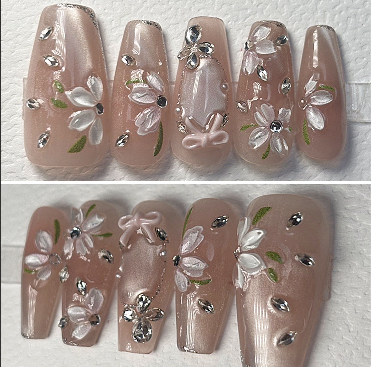 4 Pairs | Handmade Almond Oval Coffin Fairy Princess Press On Nails Medium Size