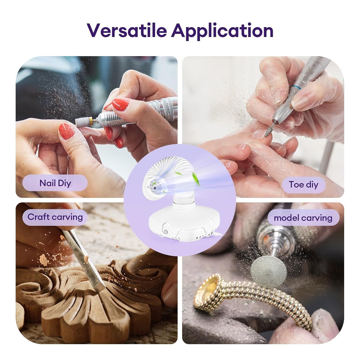 Versatile Nail Dust Collector with Built-in LED Light & Custom Suction Control